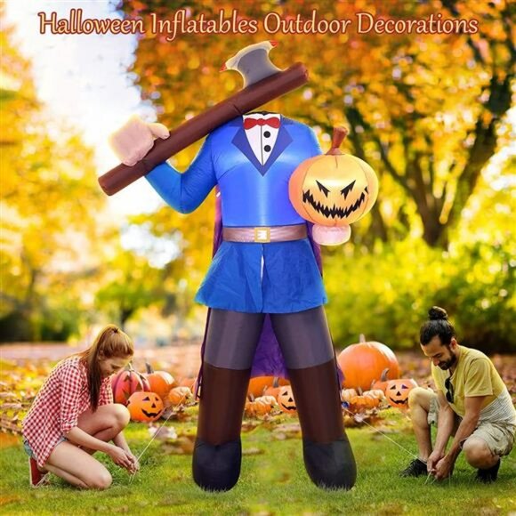 7.8FT Halloween Inflatables Outdoor Decapitated Pumpkin Man Halloween Decoration